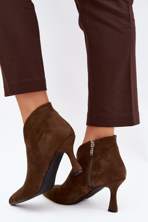 Bottines pour femmes sur talon fin avec bout pointu couleur kaki Bessia