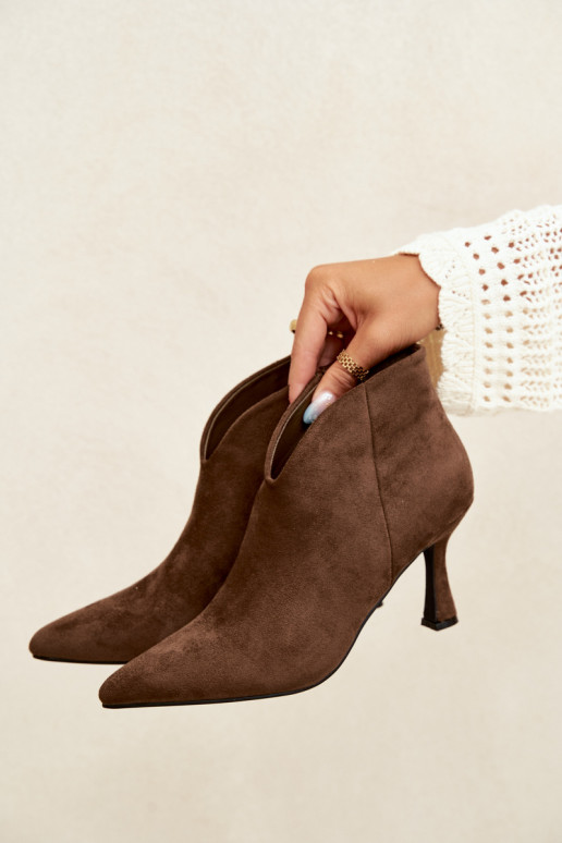 Bottines pour femmes sur talon fin avec bout pointu couleur kaki Bessia
