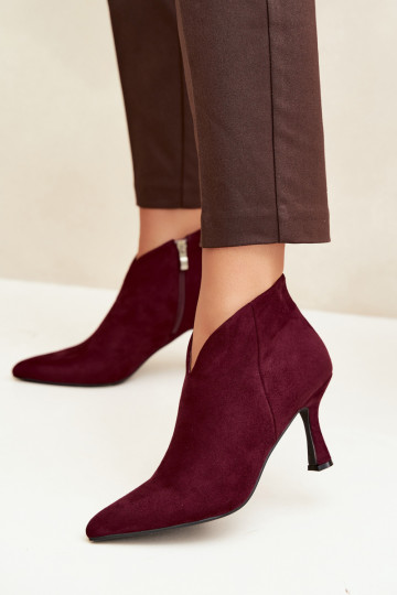 Bottines pour femmes sur talon fin avec bout pointu couleur bordeaux Bessia