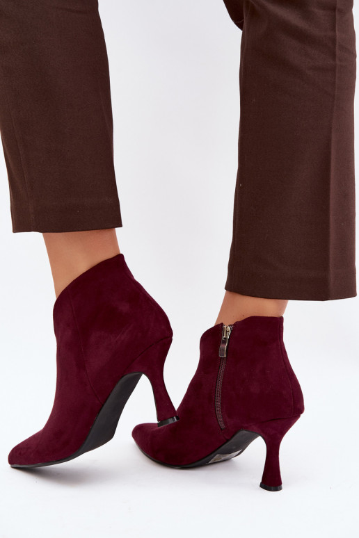 Bottines pour femmes sur talon fin avec bout pointu couleur bordeaux Bessia