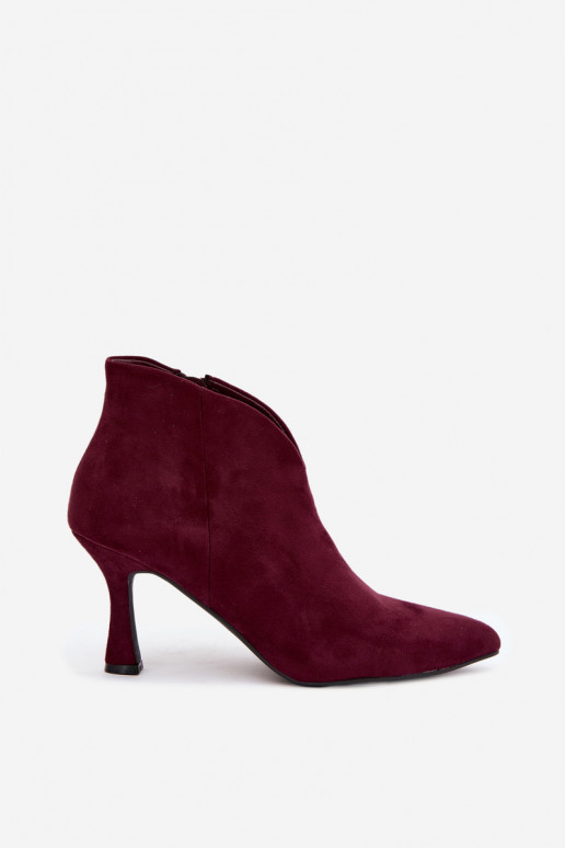 Bottines pour femmes sur talon fin avec bout pointu couleur bordeaux Bessia