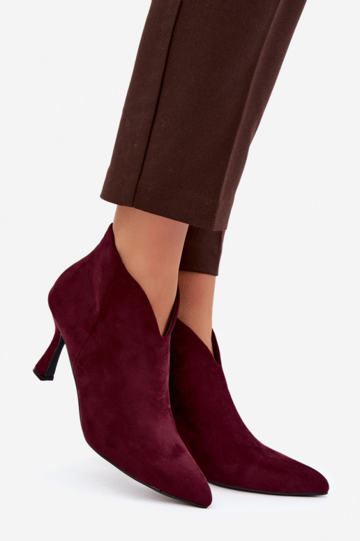 Bottines pour femmes sur talon fin avec bout pointu couleur bordeaux Bessia