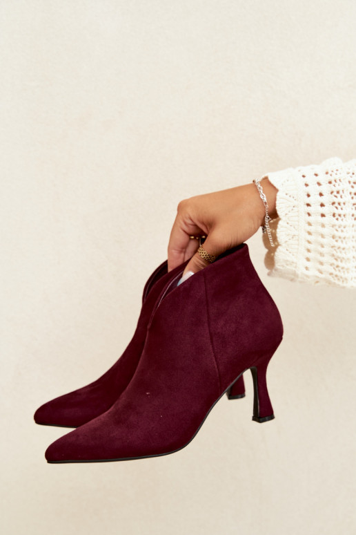 Bottines pour femmes sur talon fin avec bout pointu couleur bordeaux Bessia
