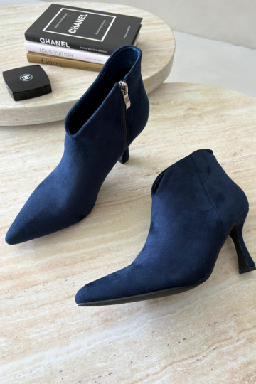 Bottines pour femmes sur talon fin avec bout pointu couleur bleu foncé Bessia 2