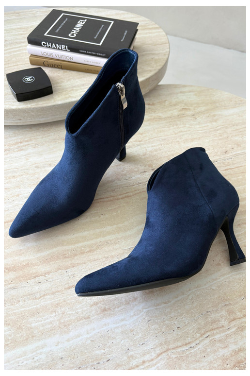 Bottines pour femmes sur talon fin avec bout pointu couleur bleu foncé Bessia