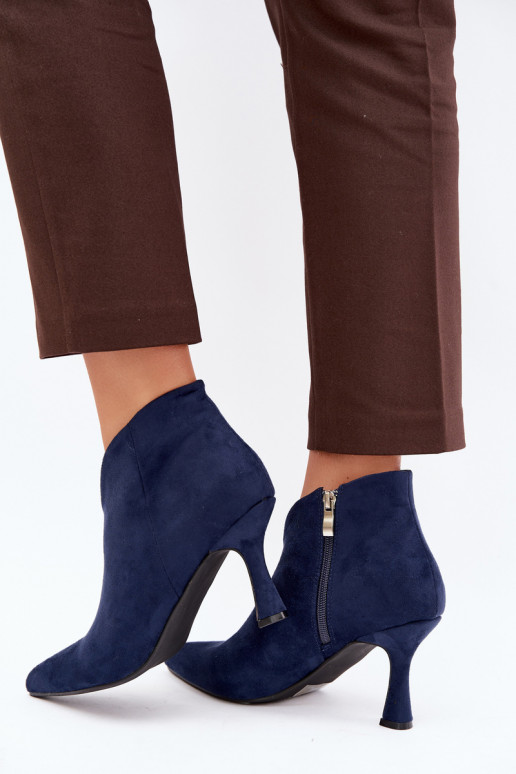 Bottines pour femmes sur talon fin avec bout pointu couleur bleu foncé Bessia