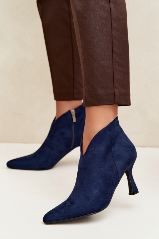 Bottines pour femmes sur talon fin avec bout pointu couleur bleu foncé Bessia
