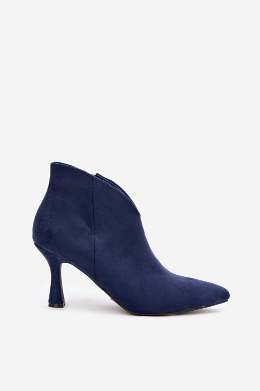 Bottines pour femmes sur talon fin avec bout pointu couleur bleu foncé Bessia