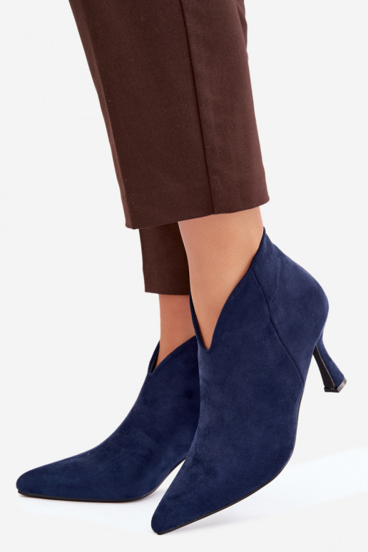 Bottines pour femmes sur talon fin avec bout pointu couleur bleu foncé Bessia