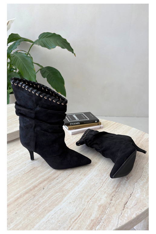 Bottines froncées avec talons fins couleur noire Herella