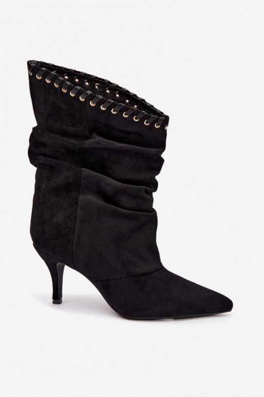 Bottines froncées avec talons fins couleur noire Herella