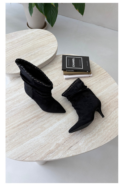Bottines froncées avec talons fins couleur noire Herella