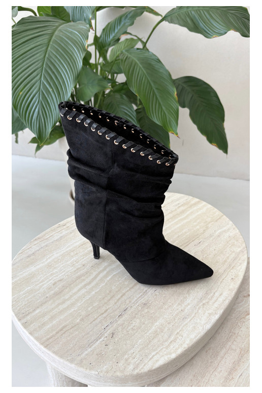 Bottines froncées avec talons fins couleur noire Herella