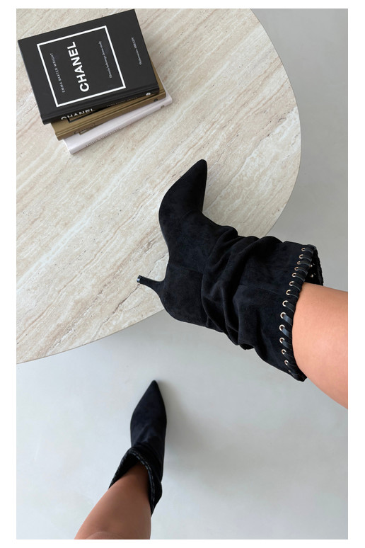 Bottines froncées avec talons fins couleur noire Herella