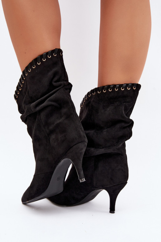 Bottines froncées avec talons fins couleur noire Herella