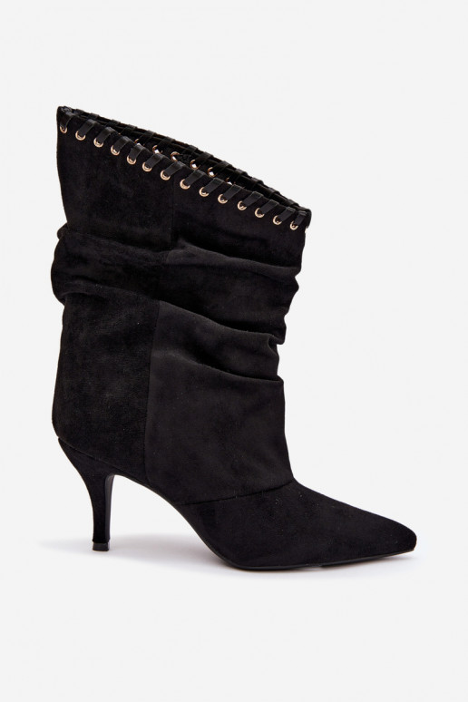 Bottines froncées avec talons fins couleur noire Herella
