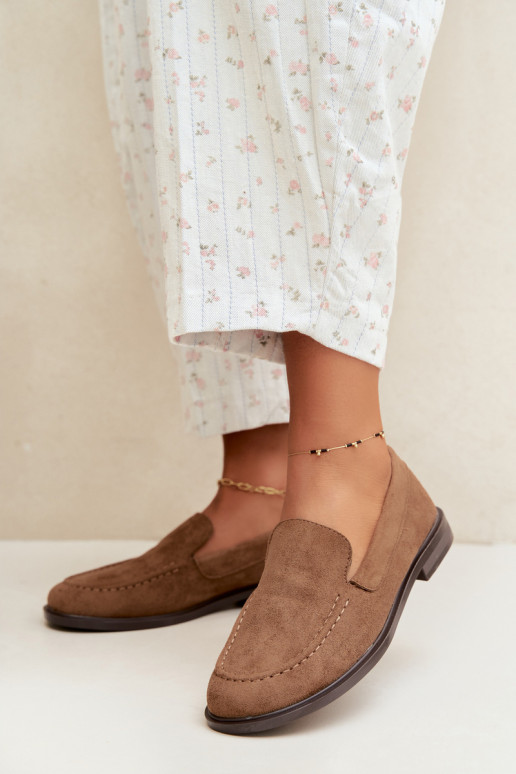 Mocassins pour femmes en daim synthétique, couleur marron Laisie