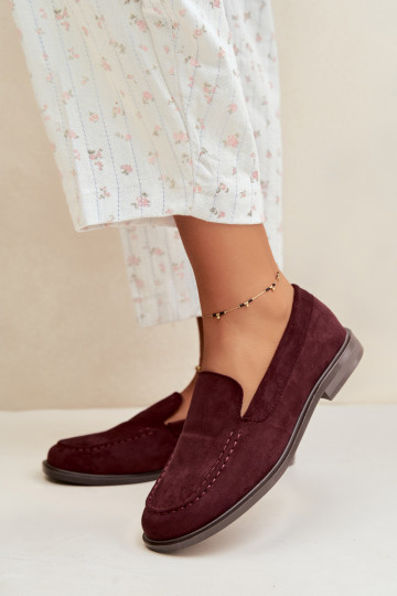 Mocassins pour femmes en daim synthétique, couleur bordeaux Laisie 2