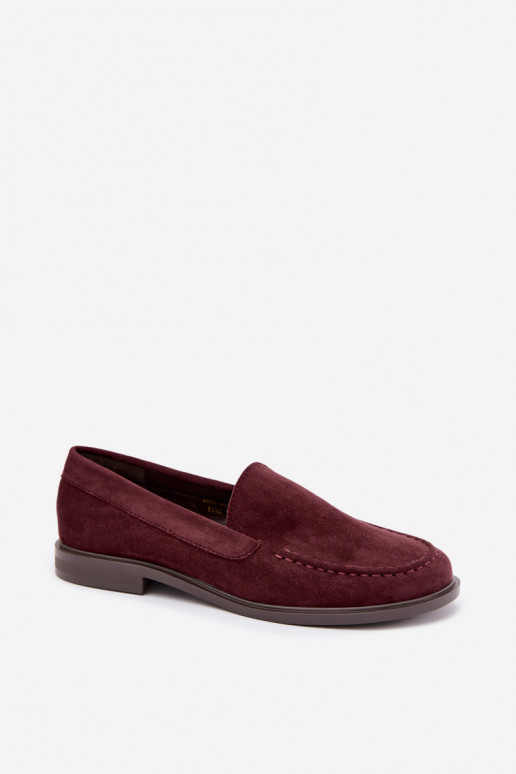 Mocassins pour femmes en daim synthétique, couleur bordeaux Laisie