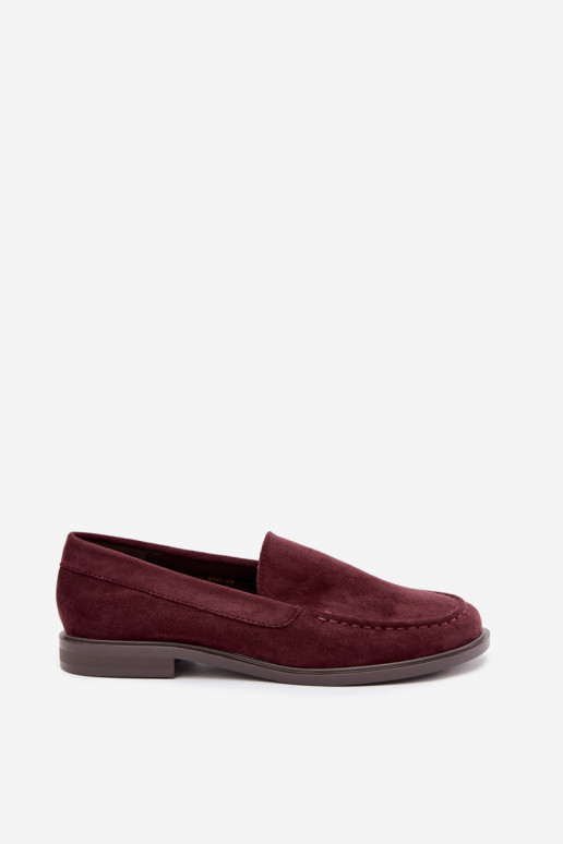 Mocassins pour femmes en daim synthétique, couleur bordeaux Laisie