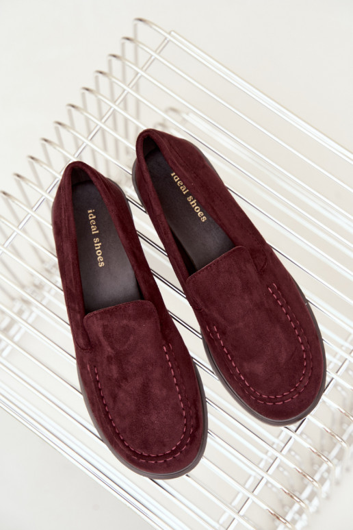 Mocassins pour femmes en daim synthétique, couleur bordeaux Laisie