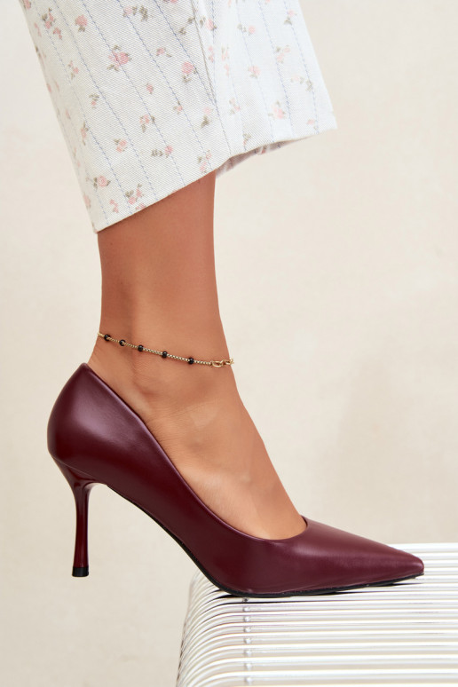 Escarpins classiques en cuir synthétique, couleur bordeaux Nesha