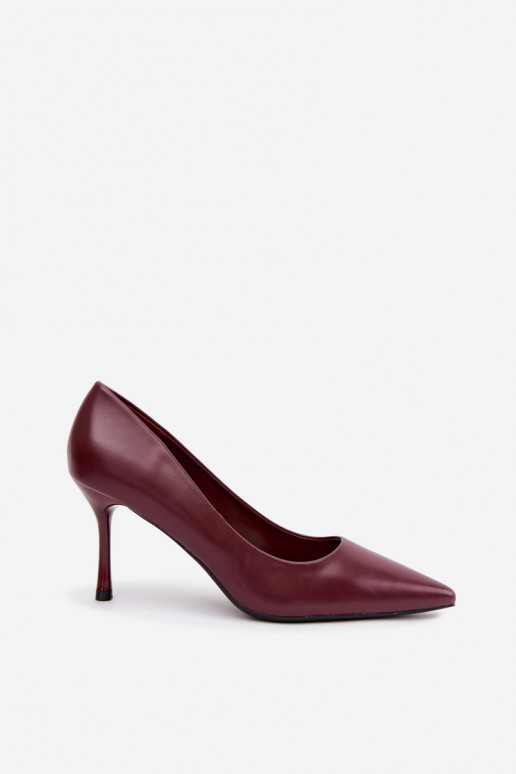 Escarpins classiques en cuir synthétique, couleur bordeaux Nesha