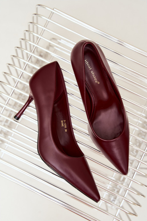 Escarpins classiques en cuir synthétique, couleur bordeaux Nesha