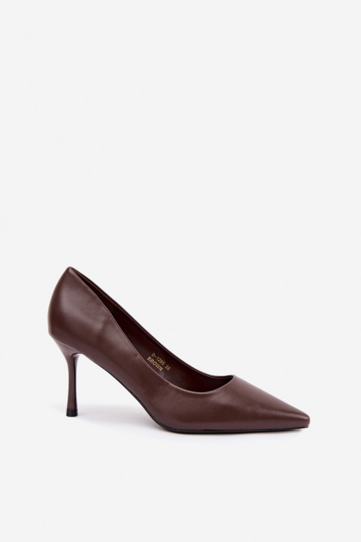 Escarpins classiques en cuir synthétique, couleur chocolat Nesha