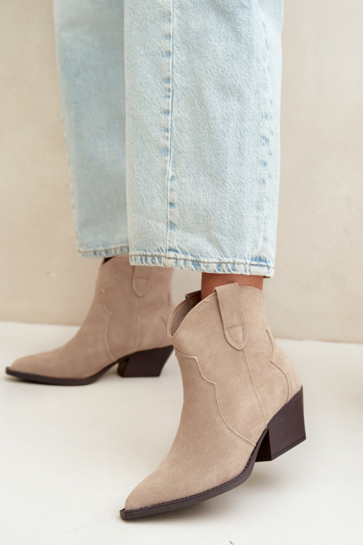 Bottines style cowboy à enfiler en daim synthétique couleur ivoire Beretta
