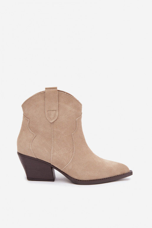 Bottines style cowboy à enfiler en daim synthétique couleur ivoire Beretta