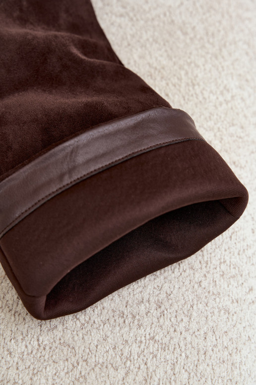 Bottes femme hautes à enfiler avec talons en daim synthétique couleur chocolat Carmina