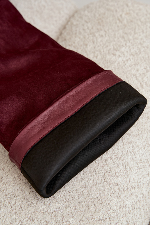 Bottes femme hautes à enfiler avec talons en daim synthétique couleur bordeaux Carmina