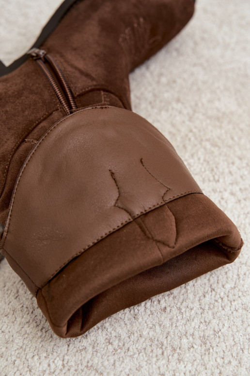 Bottes femme cowboy hautes à talons couleur chocolat Betina