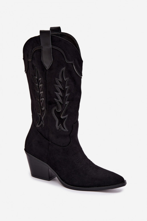 Bottes hautes de style cowboy en noir Betina