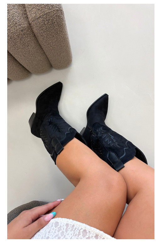 Bottes hautes de style cowboy en noir Betina