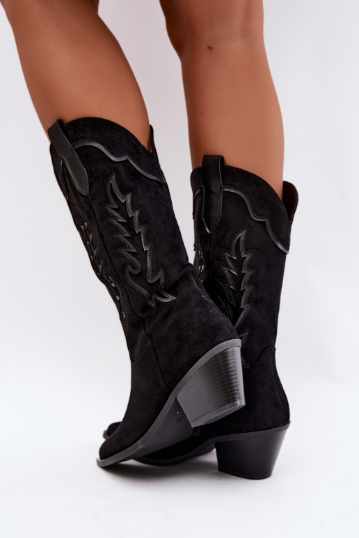 Bottes hautes de style cowboy en noir Betina