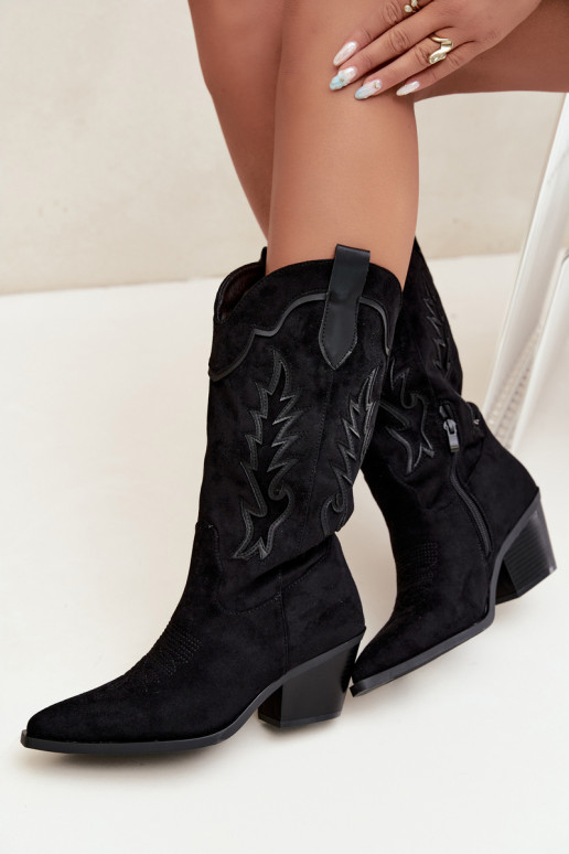 Bottes hautes de style cowboy en noir Betina