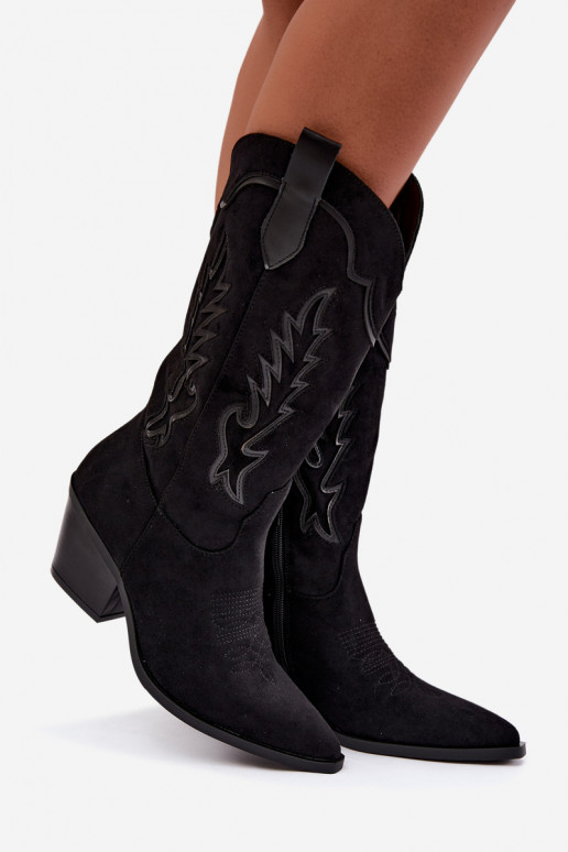 Bottes hautes de style cowboy en noir Betina