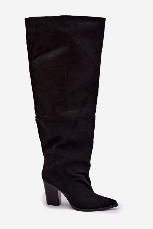 Bottes noires à enfiler pour femmes avec talons Anica