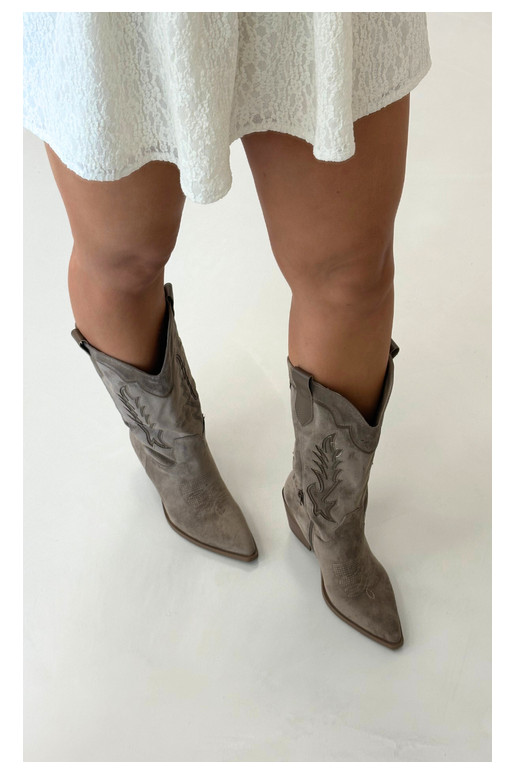 Bottes hautes de style cowboy en kaki Betina