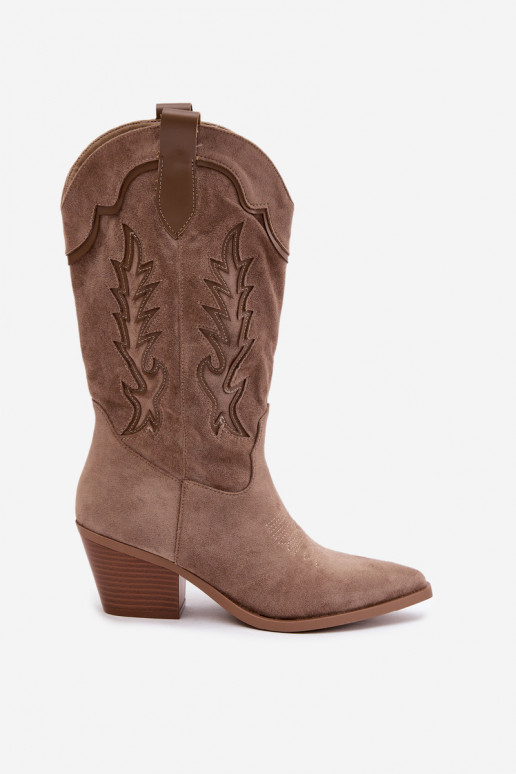 Bottes hautes de style cowboy en kaki Betina