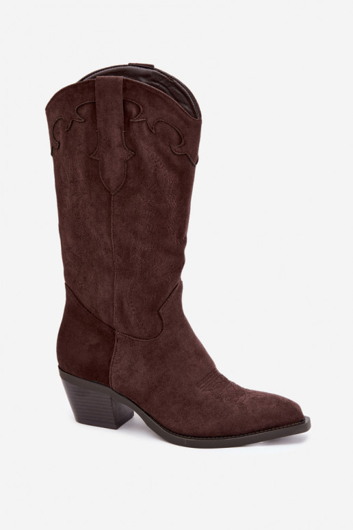 Bottes cowboy hautes à talons couleur chocolat Hartley