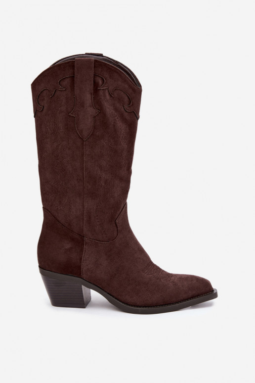 Bottes cowboy hautes à talons couleur chocolat Hartley