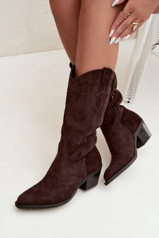 Bottes cowboy hautes à talons couleur chocolat Hartley