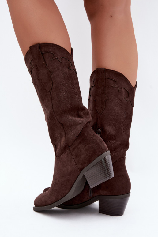 Bottes cowboy hautes à talons couleur chocolat Hartley