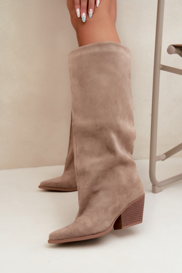Bottes hautes à enfiler couleur kaki avec talons et bouts pointus Blenia 2