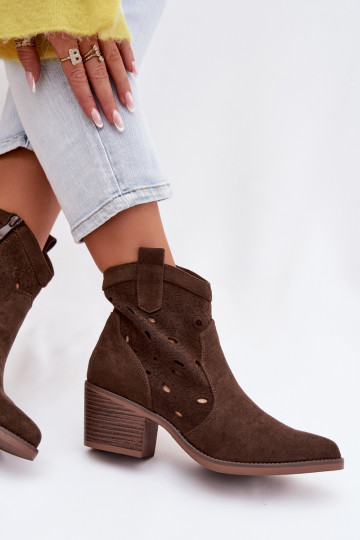 bottines pour femmes style cowboy avec détails découpés CzekoladoĮe Nolvina