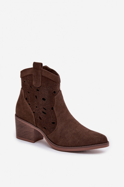 bottines pour femmes style cowboy avec détails découpés CzekoladoĮe Nolvina