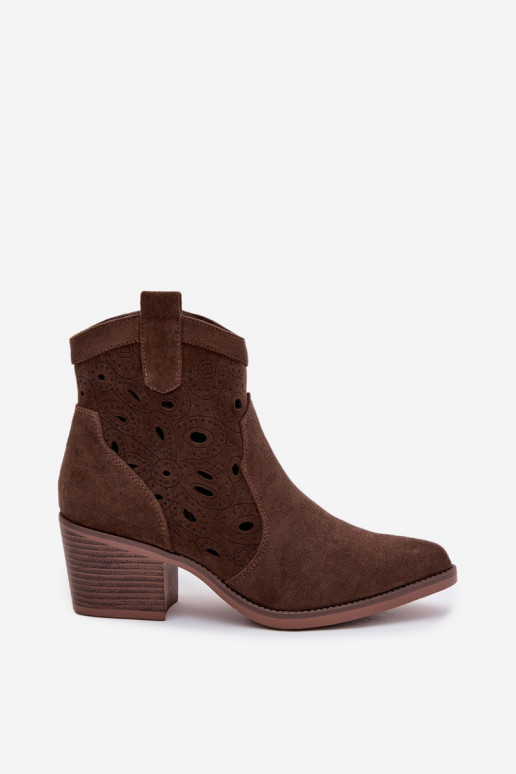 bottines pour femmes style cowboy avec détails découpés CzekoladoĮe Nolvina